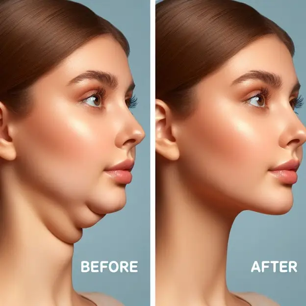 face yoga before & after double chin